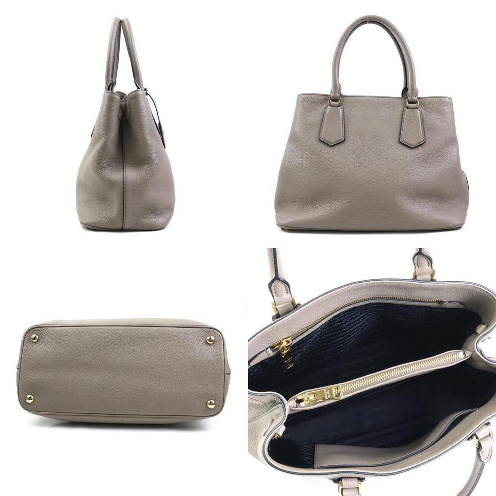 Prada leather grained leather Gray calfskin Phenix Vitello 2way tote Gray